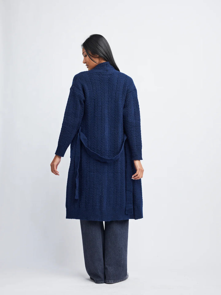 RIVER HERRINGBONE DUSTER-NAVY