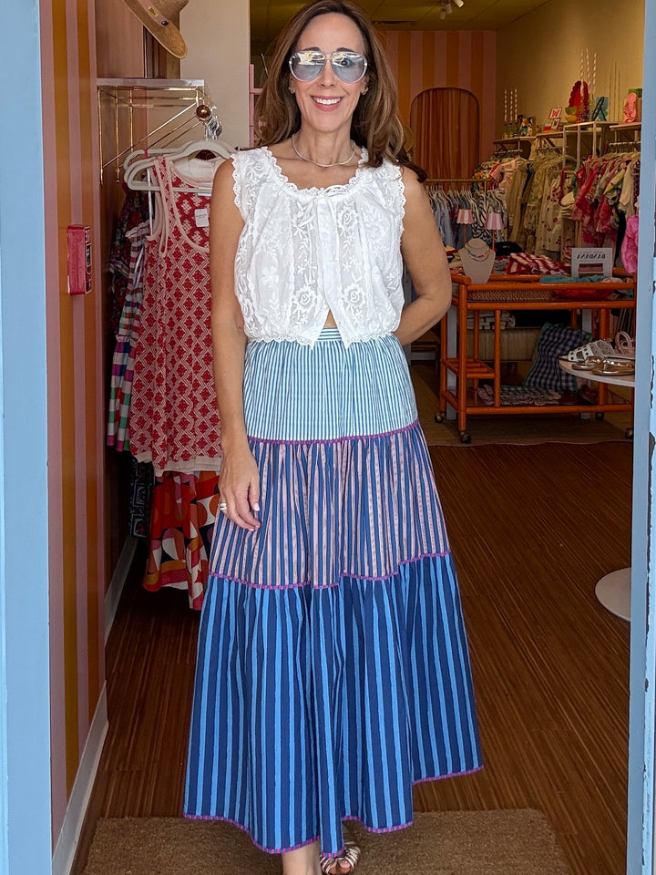 SOLEIL STRIPED SKIRT BLUE
