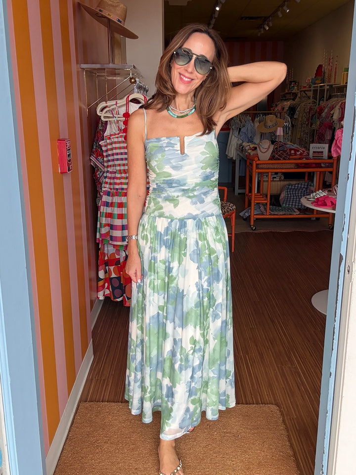 CARRIE WATERCOLOUR MESH DRESS