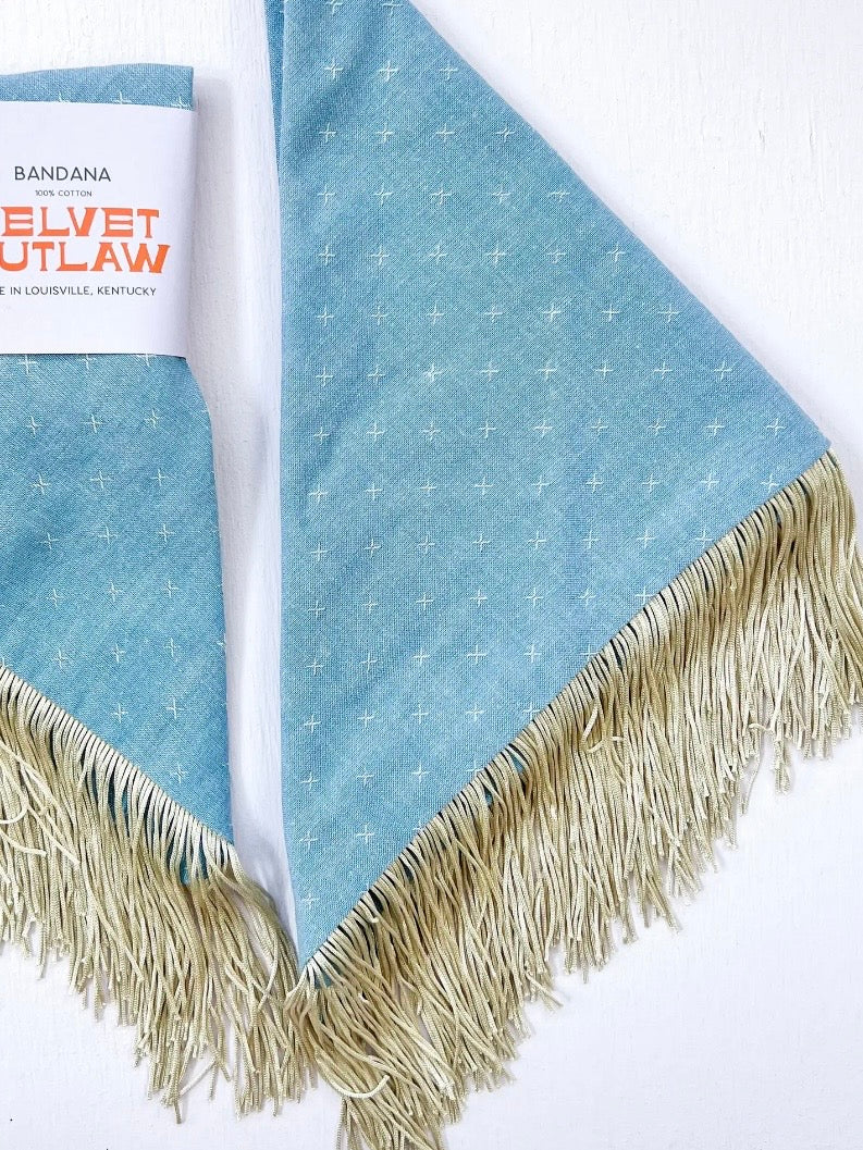 FRINGE DENIM BANDANA