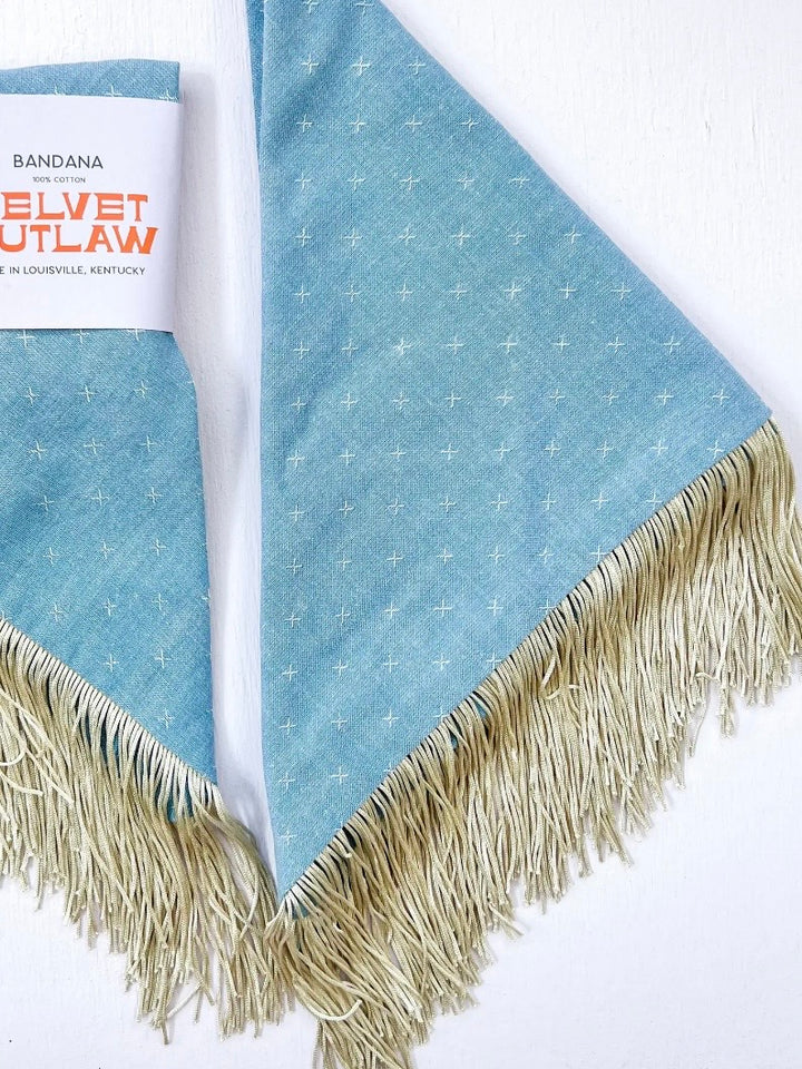FRINGE DENIM BANDANA