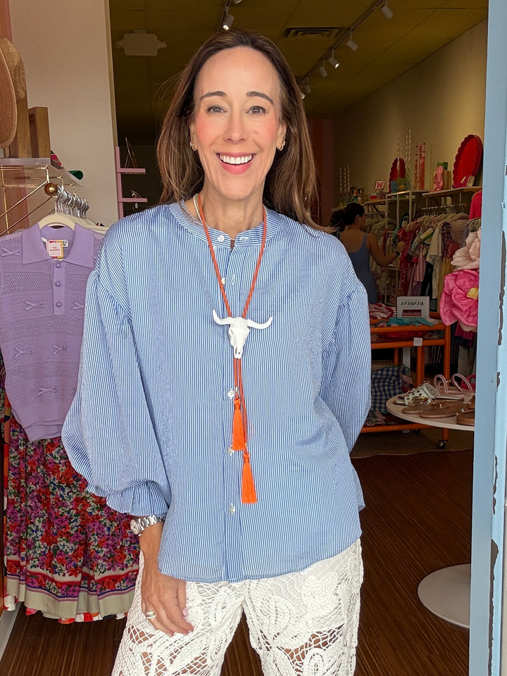 CHERI STRIPE TOP BLUE