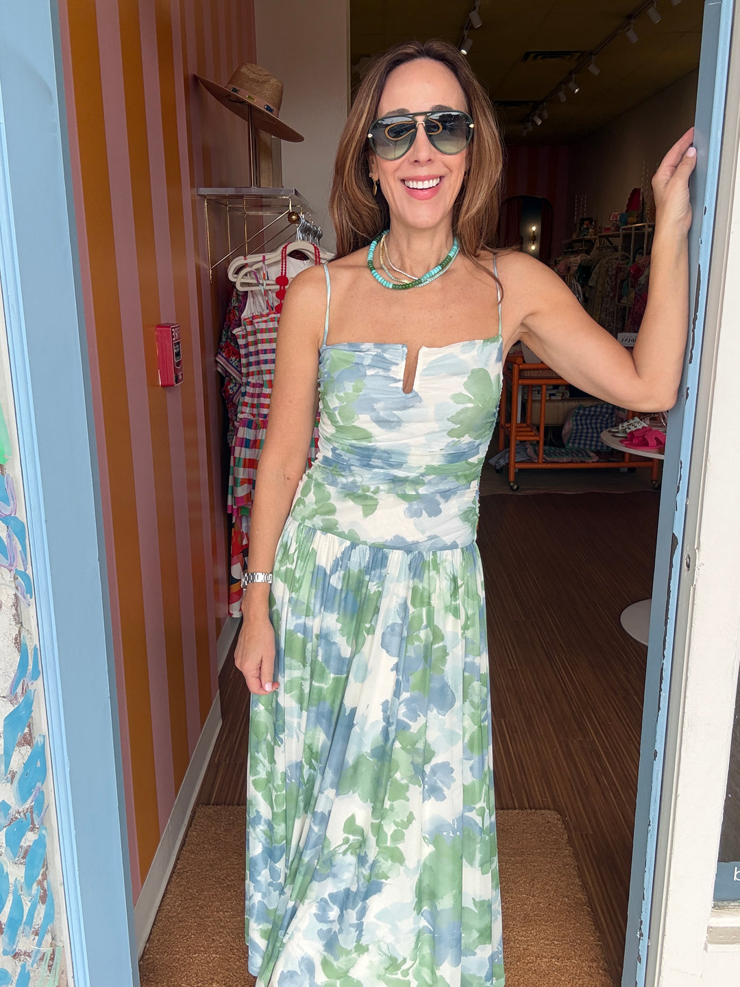 CARRIE WATERCOLOUR MESH DRESS