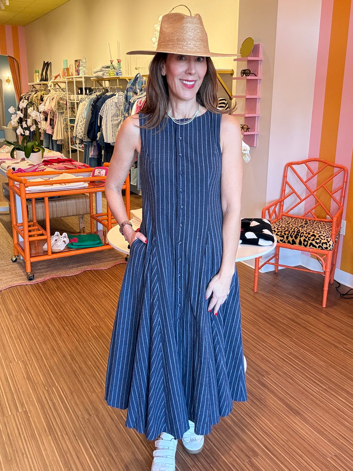 POLLY PINSTRIPE DRESS