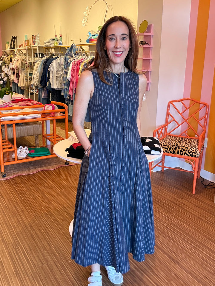 POLLY PINSTRIPE DRESS