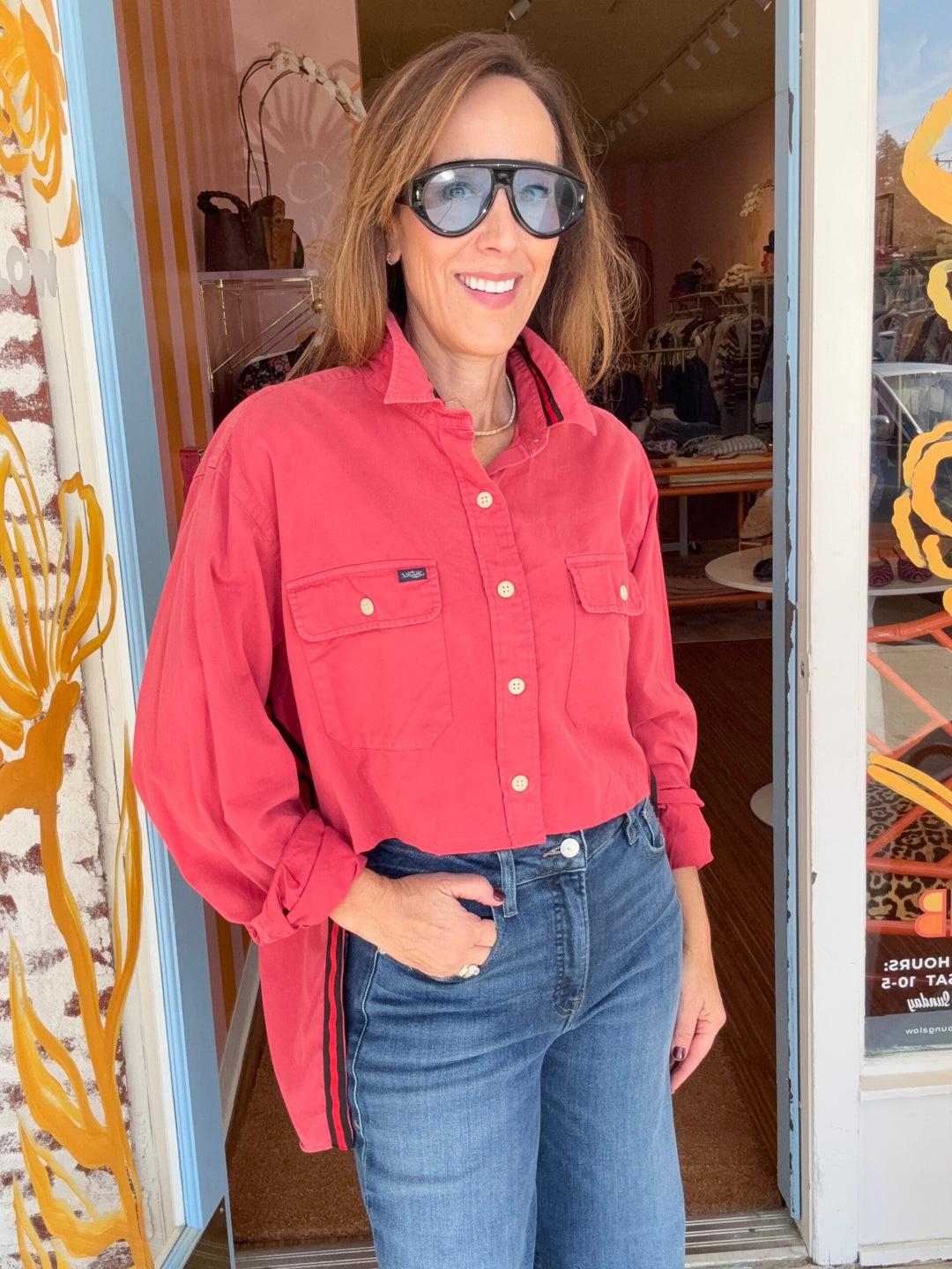 STORMY RED HI LOW SHIRT