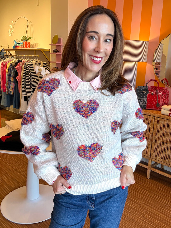 TARA TEXTURED HEART SWEATER