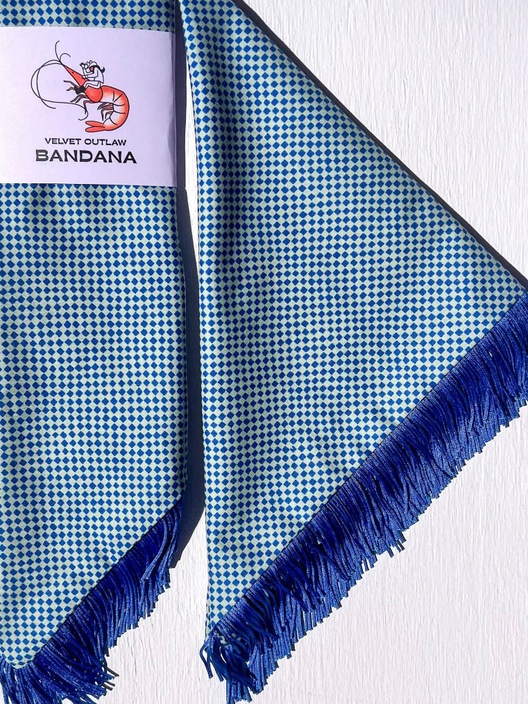 FRINGE BLUE CHECK BANDANA