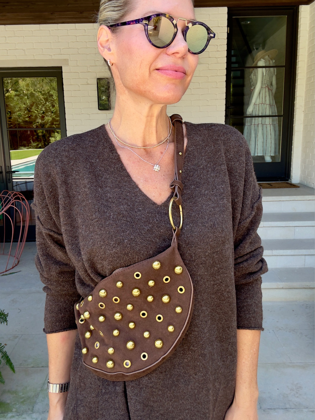 MAEVE STUDDED BROWN BAG