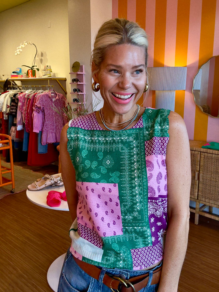 PAISLEY PRINT KNIT TOP