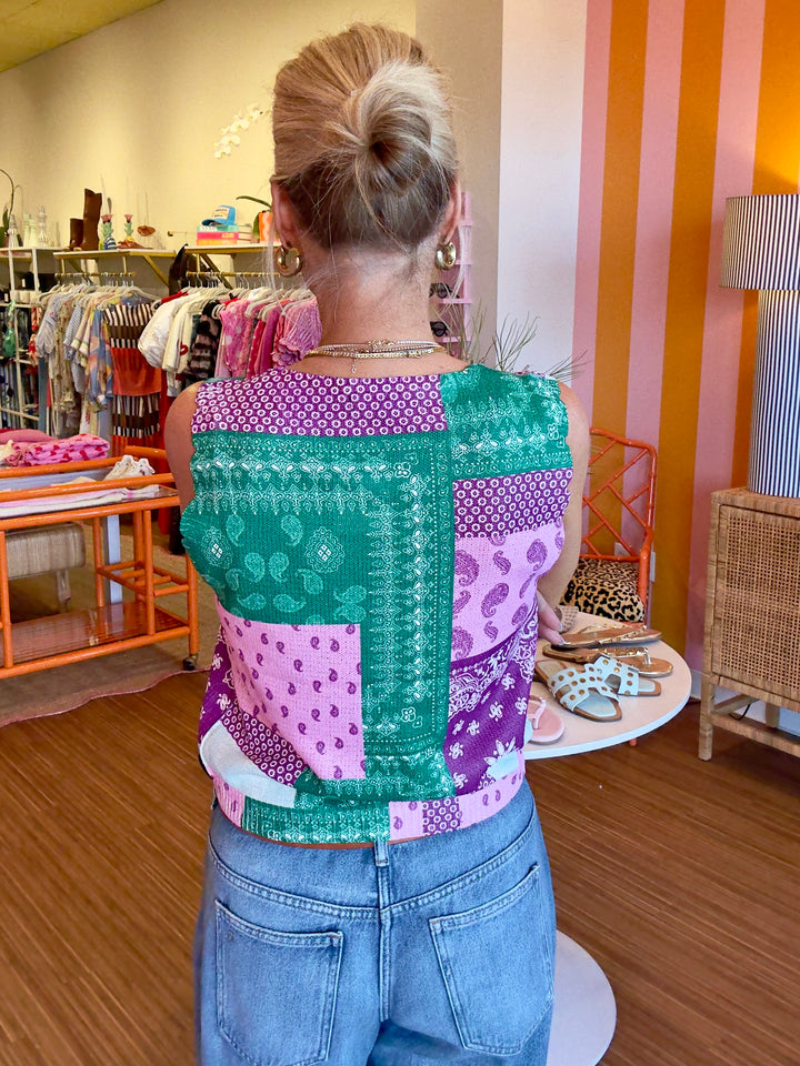 PAISLEY PRINT KNIT TOP