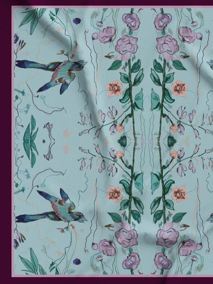 BIRDS OF A FEATHER AQUA SCARF