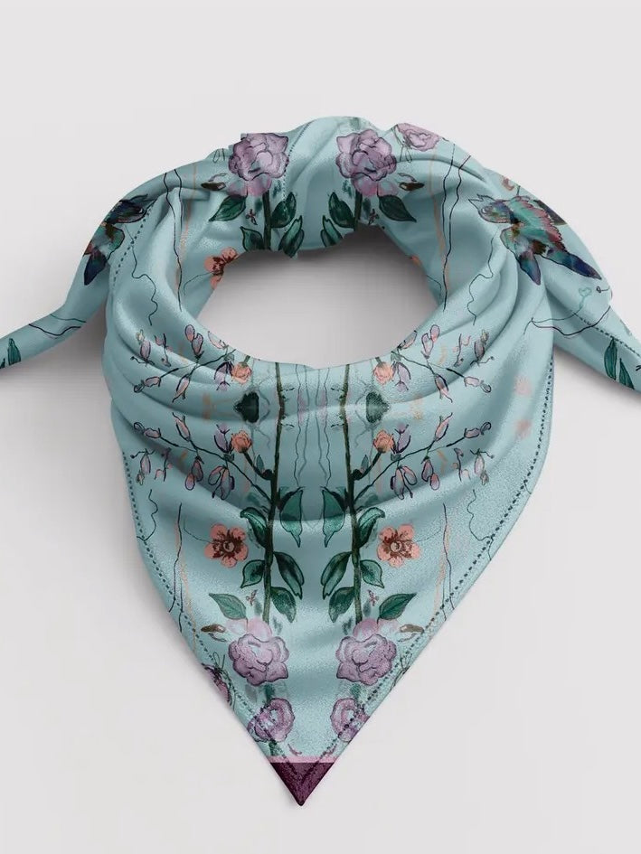 BIRDS OF A FEATHER AQUA SCARF