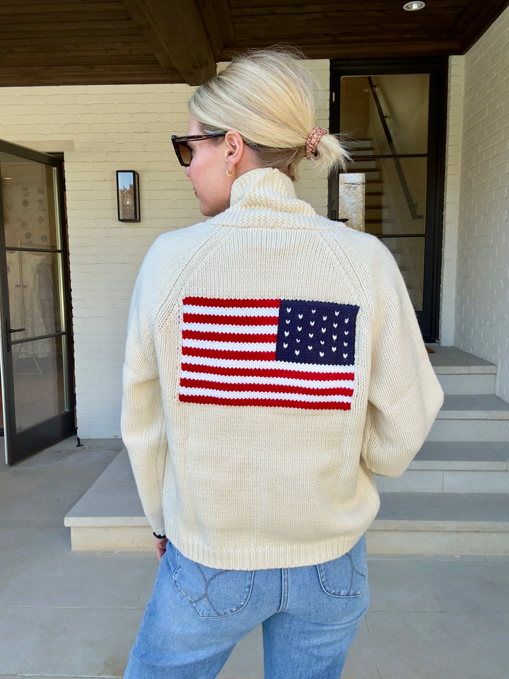 VARSITY FLAG CARDI IVORY