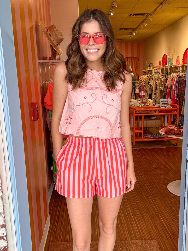JAX CORAL STRIPE SHORT