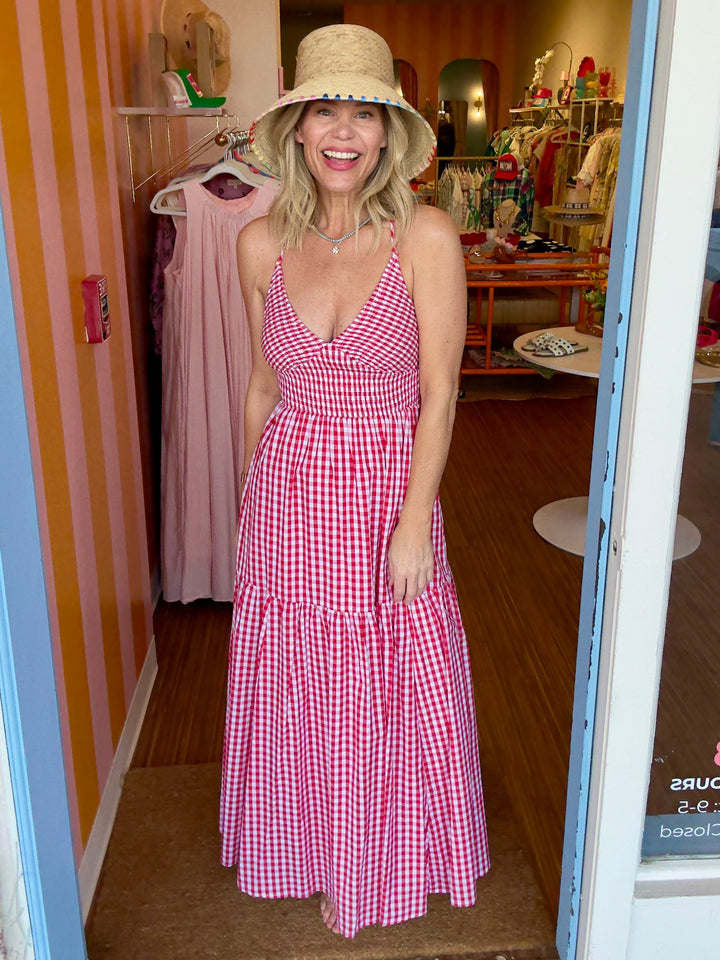 GEORGE GINGHAM MAXI DRESS RED