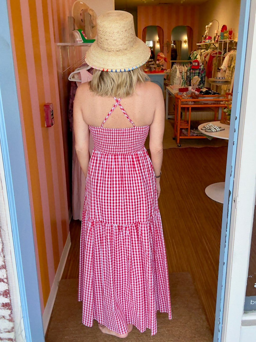 GEORGE GINGHAM MAXI DRESS RED
