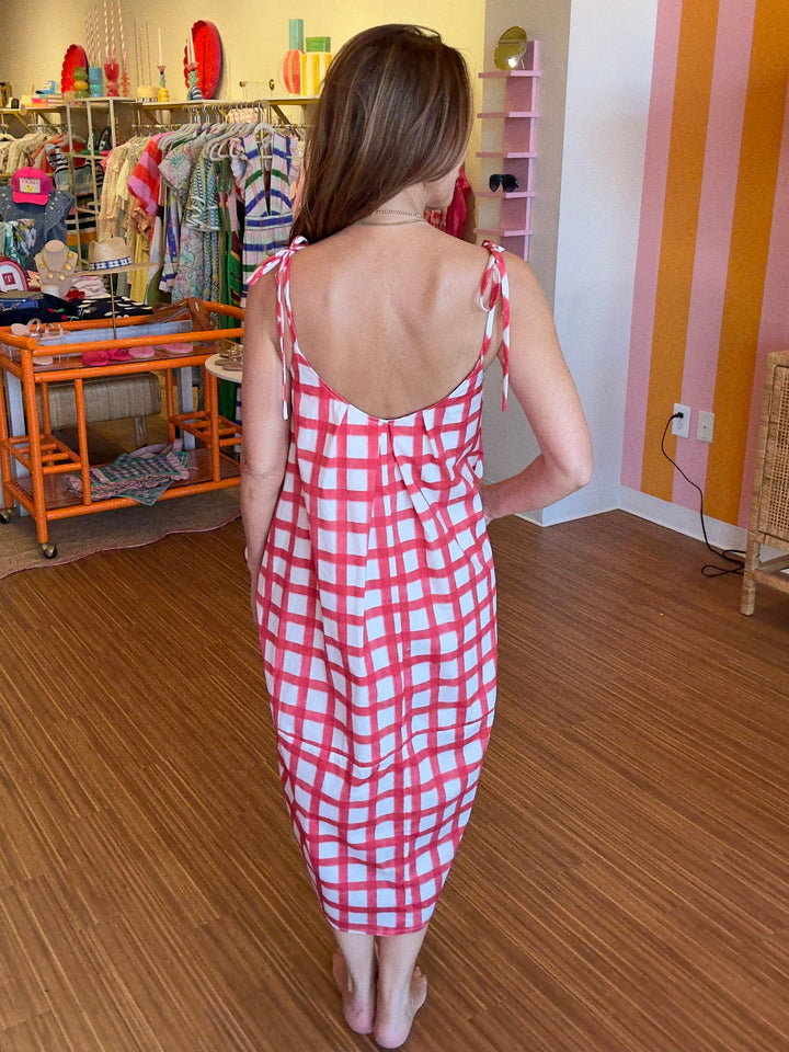HUEVITO RED PLAID DRESS