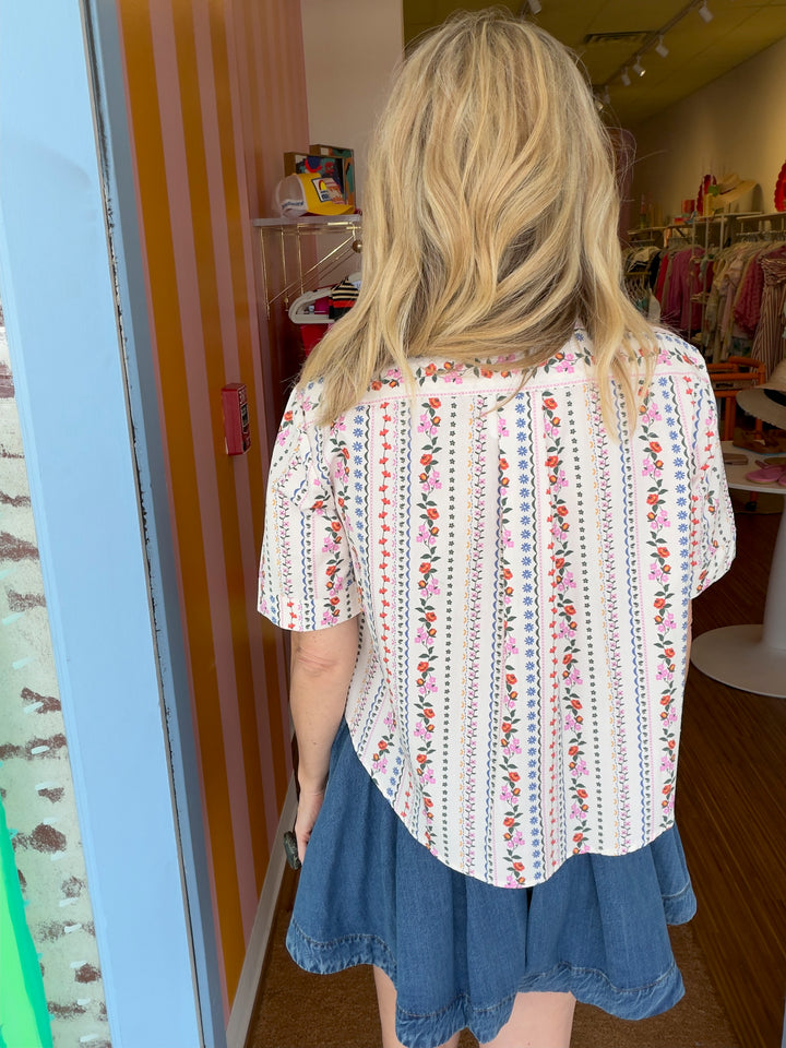 FRENCH FLORAL POCKET TOP