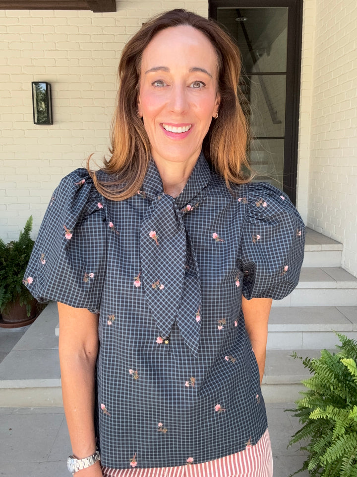 FINLEY FLORAL TOP NAVY