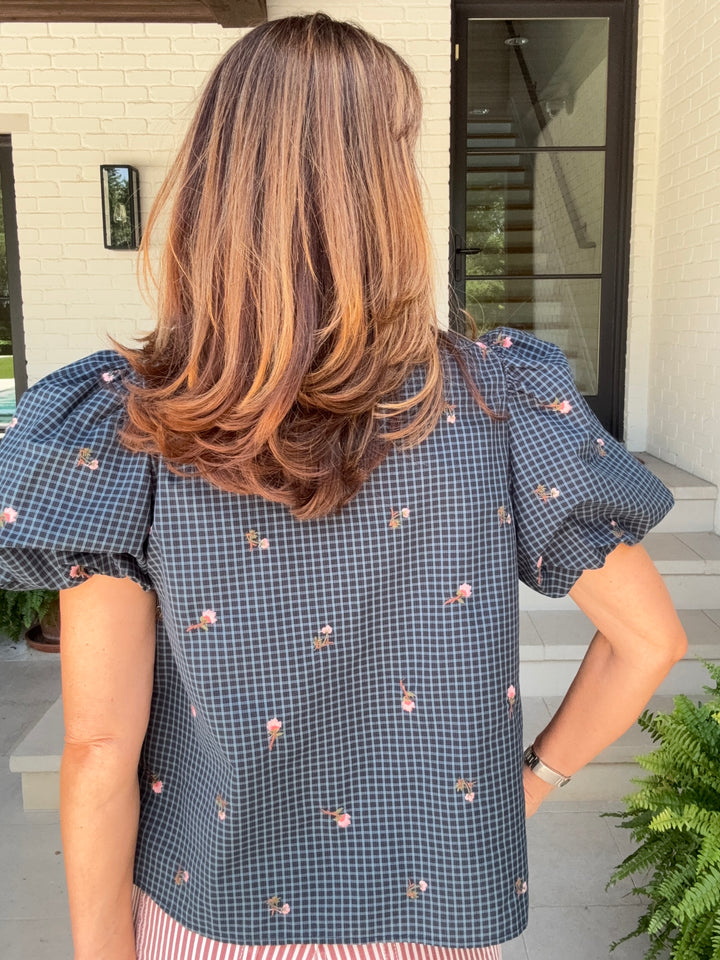 FINLEY FLORAL TOP NAVY