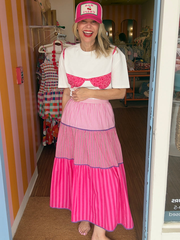 SOLEIL STRIPED SKIRT PINK