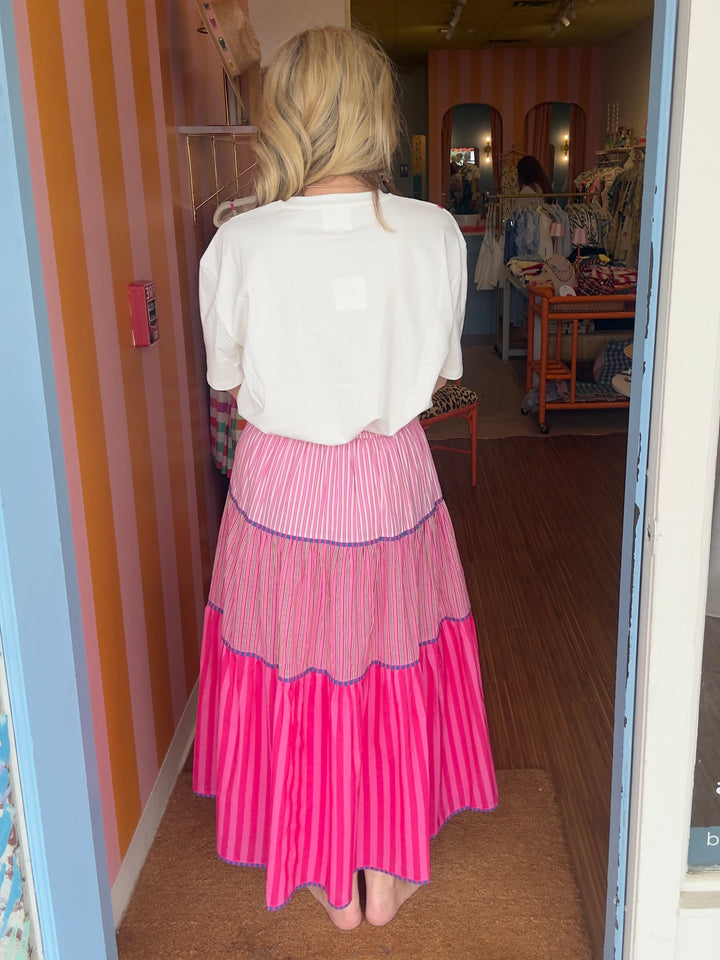 SOLEIL STRIPED SKIRT PINK
