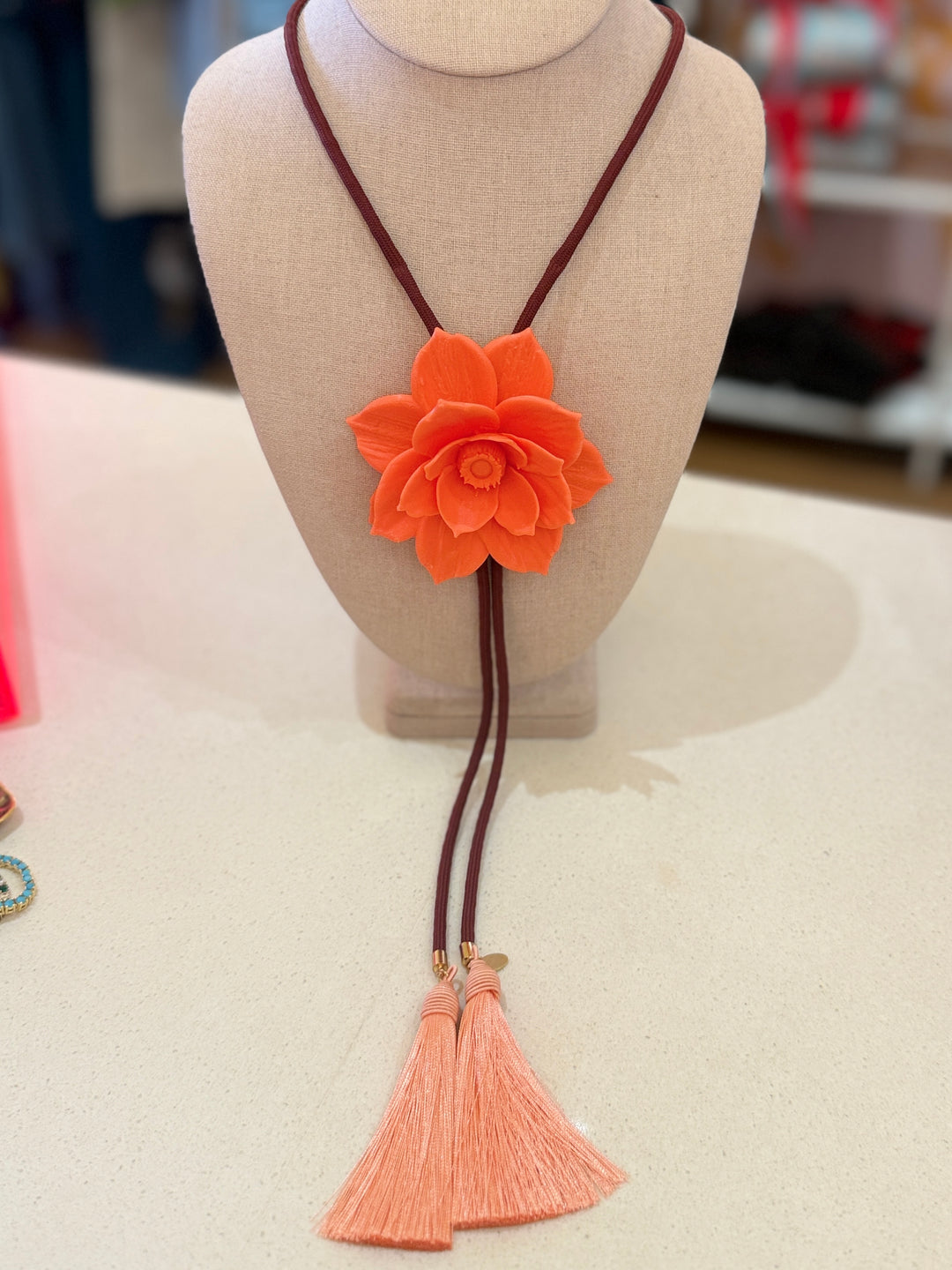 LOTUS ORANGE BOLO W/ WINE CORD