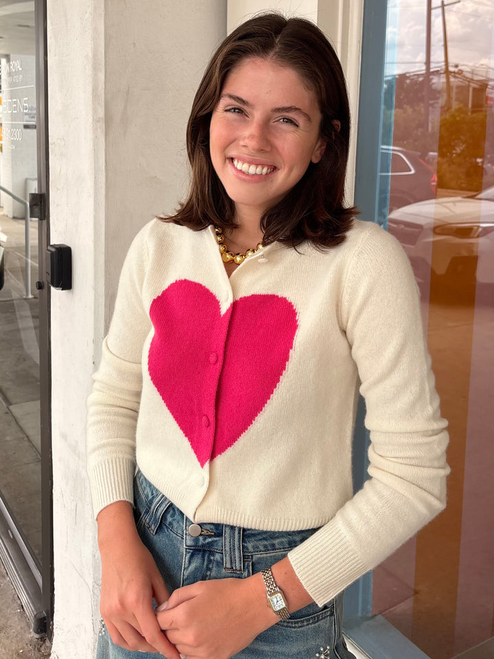 LOVELY CARDIGAN IVORY/PINK