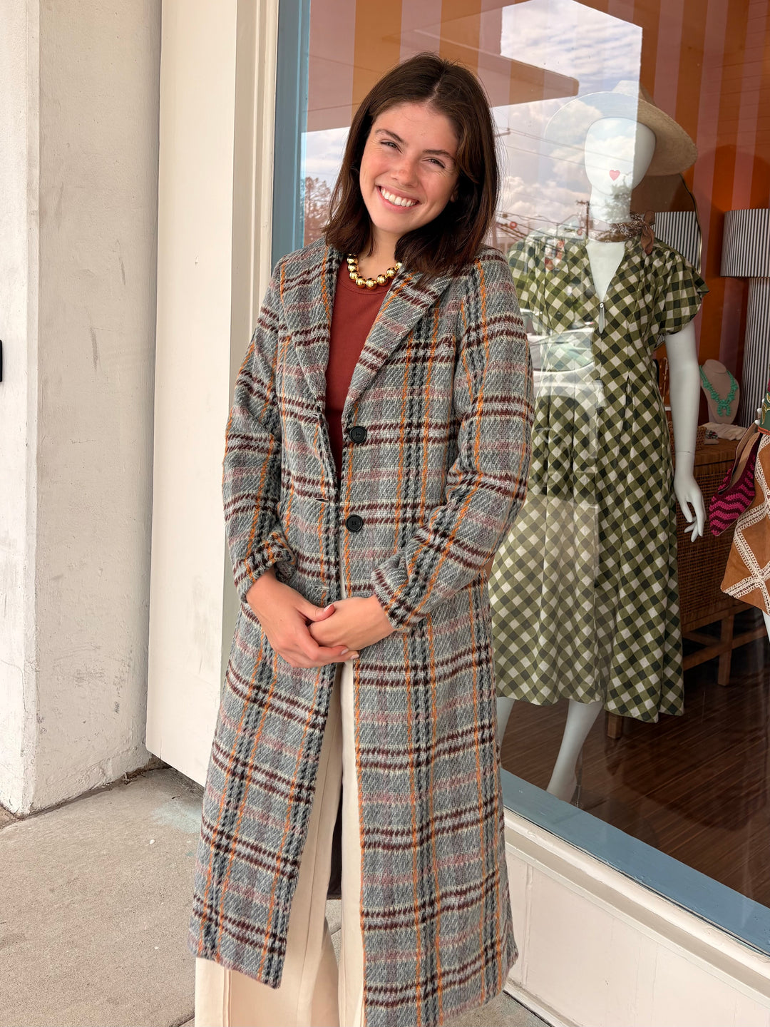 FLOWER BED PLAID COAT