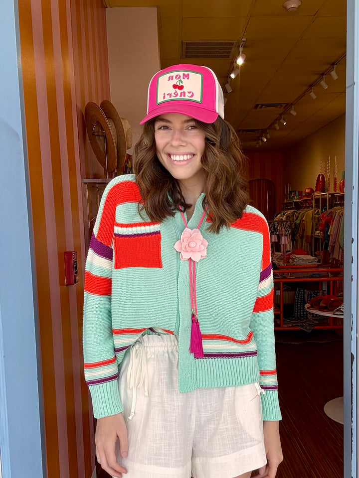 TENNIS AQUA CARDIGAN