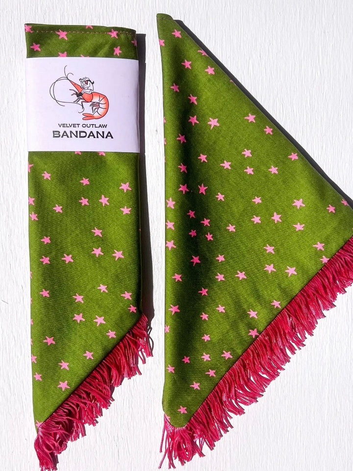 FRINGE PINK STAR BANDANA
