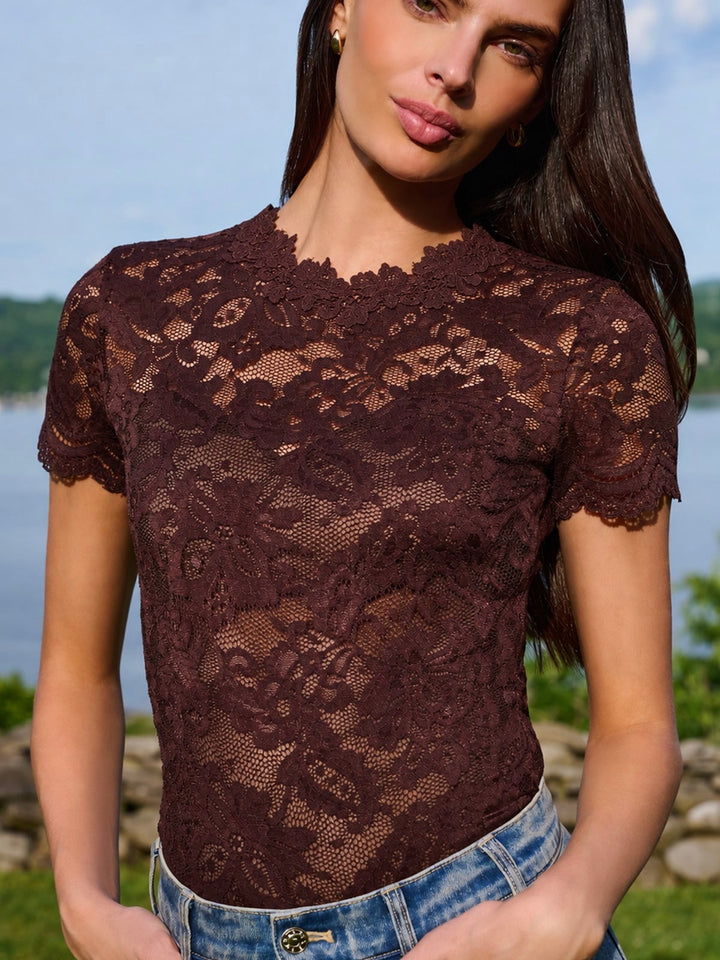 GIADA BROWN LACE TOP