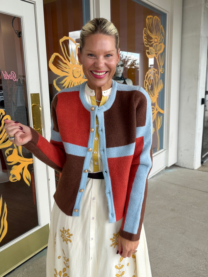 COLORBLOCK KNIT CARDIGAN