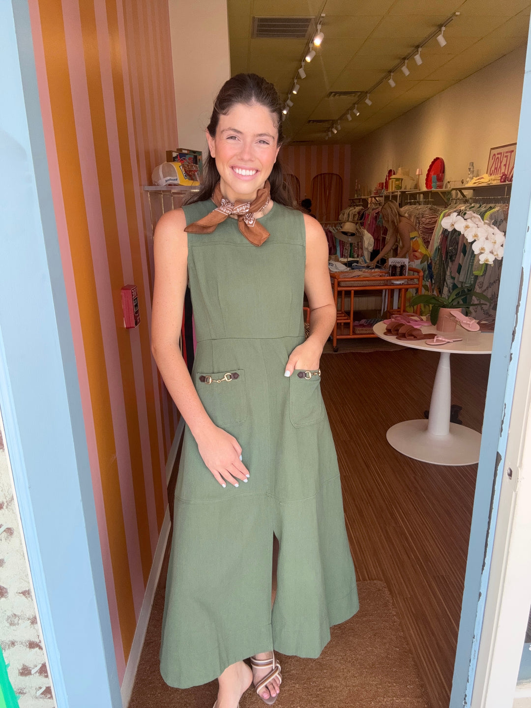 WILLA OLIVE DENIM DRESS