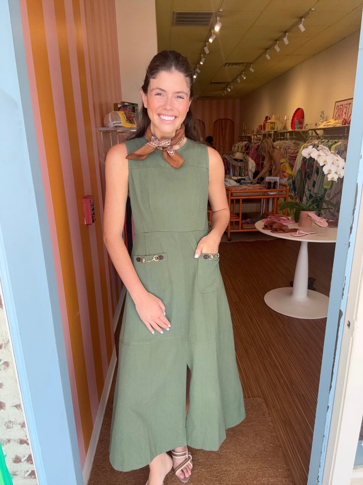 WILLA OLIVE DENIM DRESS