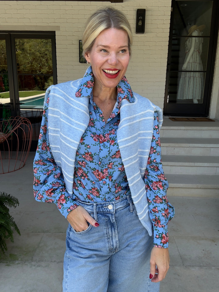 RUCHET FLORAL BLOUSE