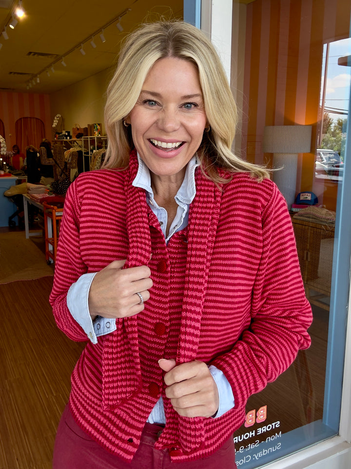 RUBY RED STRIPED SWEATER