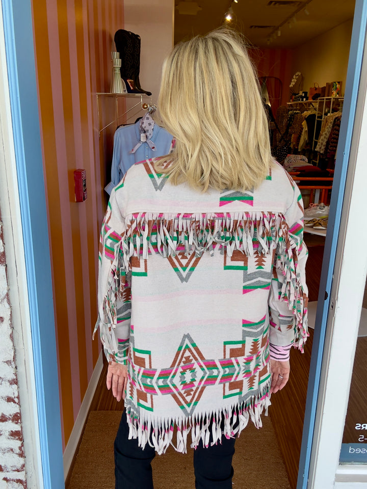 PINKIE AZTEC FLANNEL JACKET