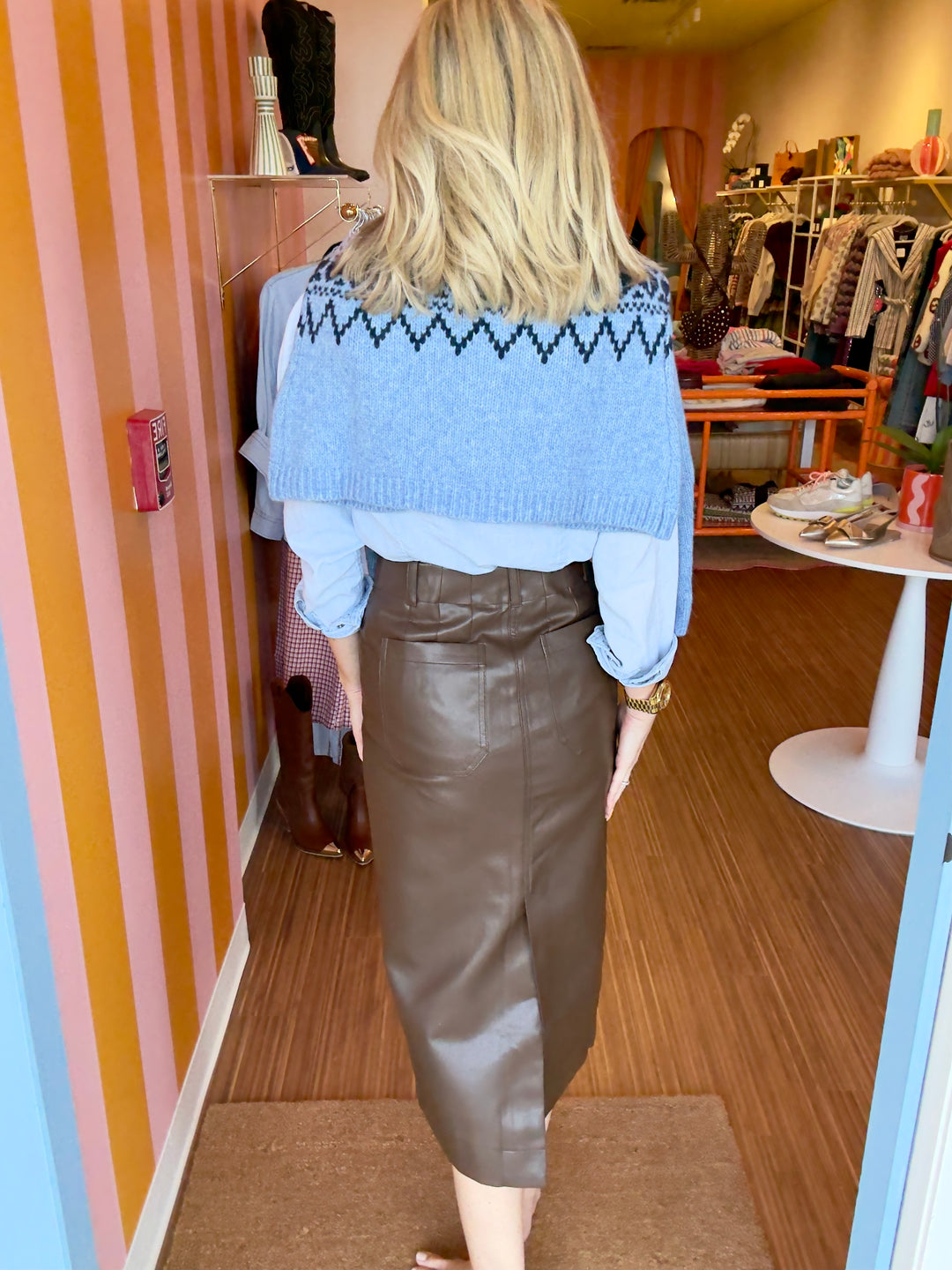 COCO VEGAN LEATHER MIDI SKIRT