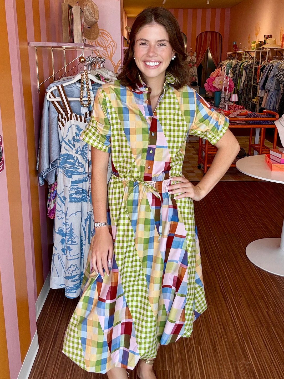 DIAGONAL CHECK DRESS