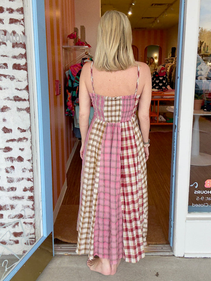 PETRA PLAID DRESS PINK