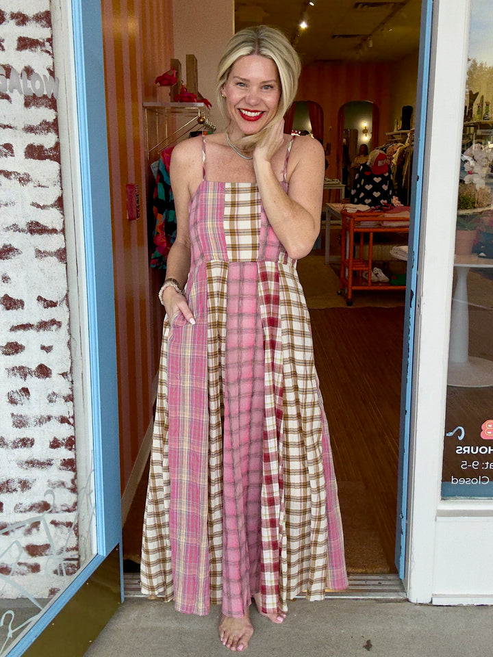 PETRA PLAID DRESS PINK