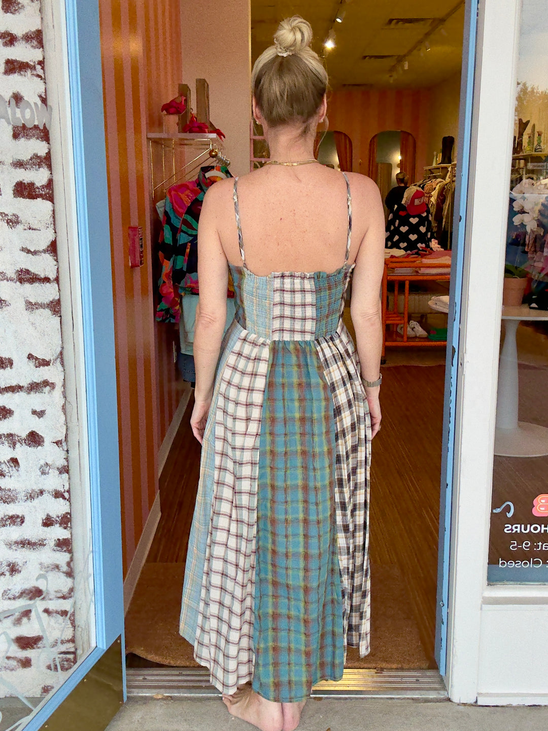 PETRA PLAID DRESS AQUA