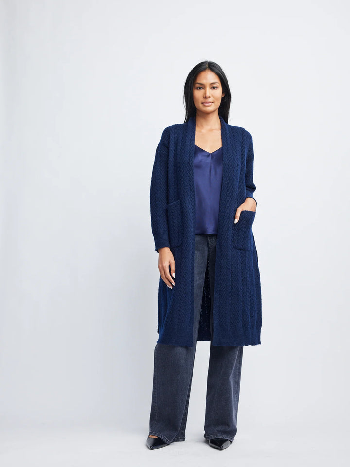 RIVER HERRINGBONE DUSTER-NAVY