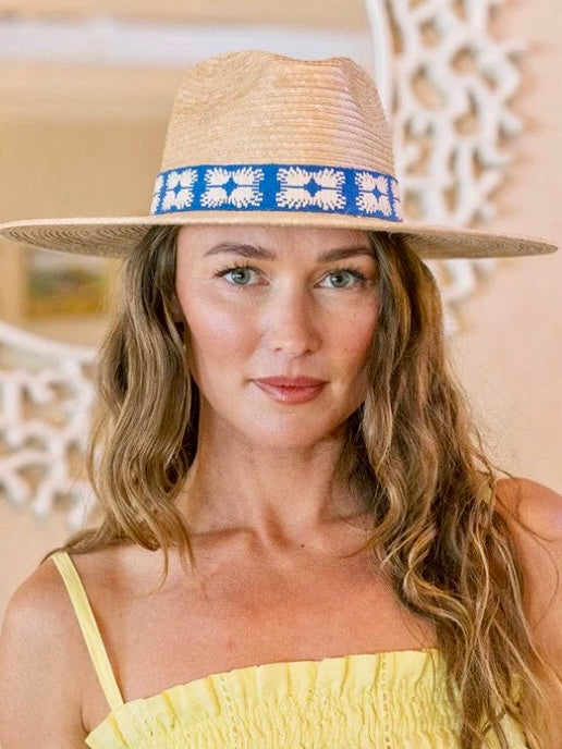 NAVY FLORA TILE PALM HAT