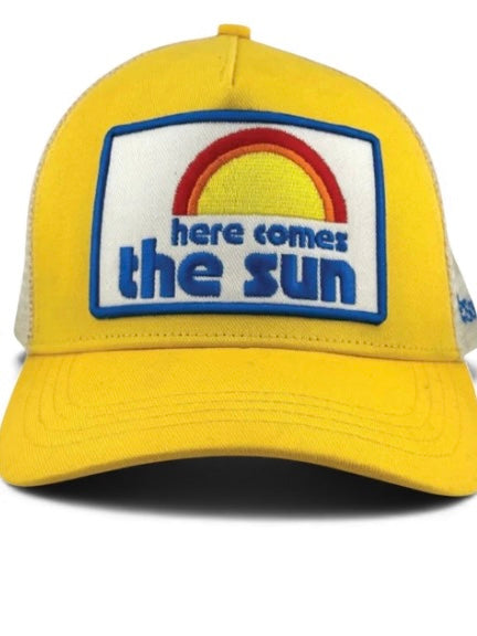 HERE COMES THE SUN TRUCKER HAT YELLOW