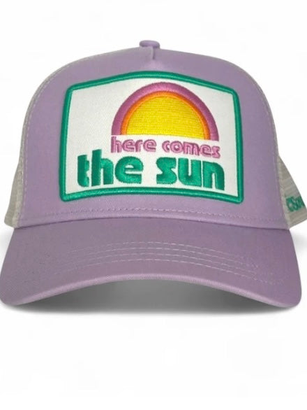 HERE COMES THE SUN TRUCKER HAT LILAC