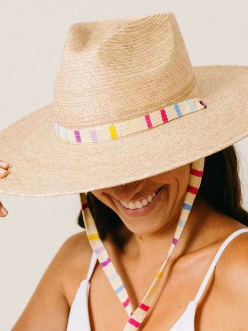 NATURAL POOL HAT PASTEL STRIPE