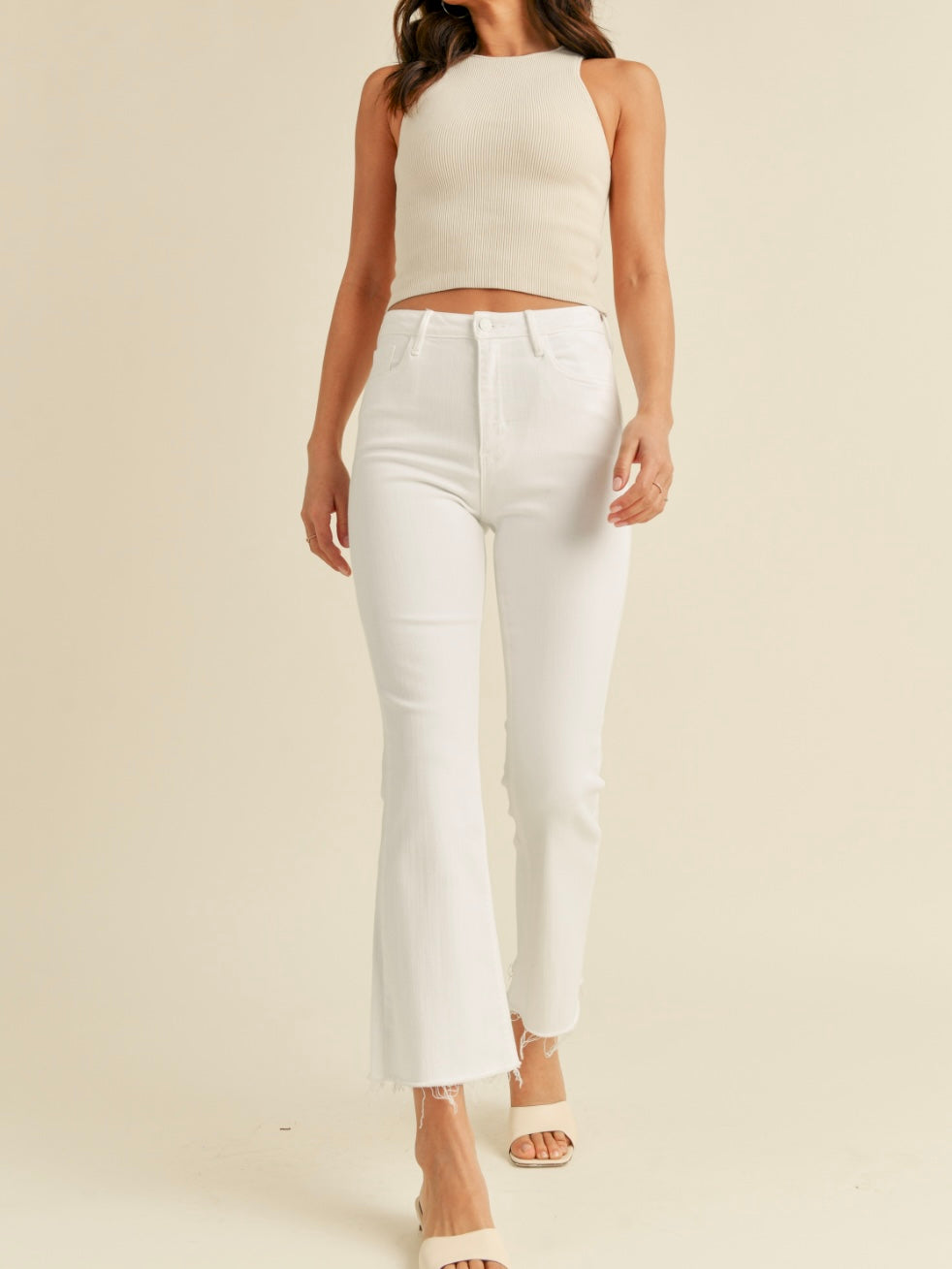 EVERYTHING CROP FLARE JEAN WHITE